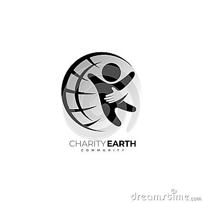 Earth logo and people care design template , globe Vector Illustration