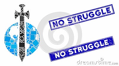Earth Military Protection Mosaic and Grunge Rectangle No Struggle Stamp Seals Vector Illustration