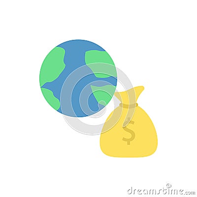 Earth, money sack icon. Simple color vector elements of economy icons for ui and ux, website or mobile application Stock Photo