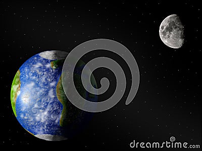 Earth & Moon Stock Photo