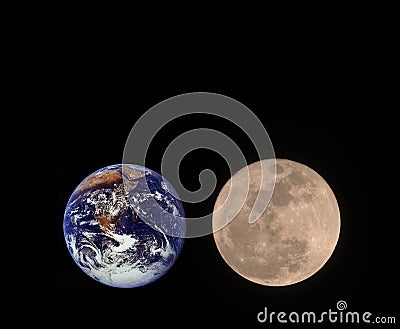 Earth and Moon Stock Photo