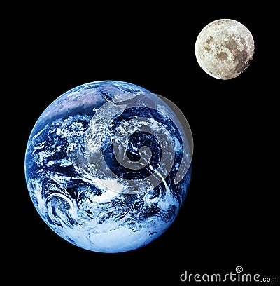 Earth and Moon Stock Photo