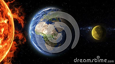 Earth and moon aligned Stock Photo