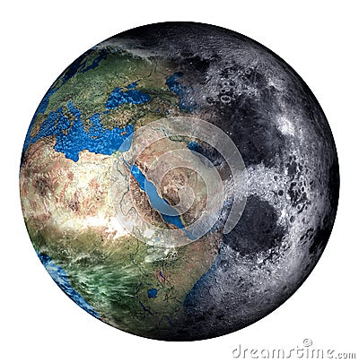 Earth and Moon collage Stock Photo