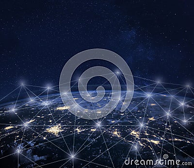 Global worldwide connection concept, international business technology, telecommunication Stock Photo