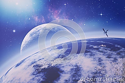 On the Earth orbit. Universe. Abstract science backgrounds. NASA Stock Photo
