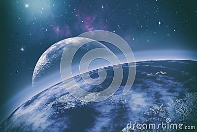 Earth orbit. Universe. Stock Photo