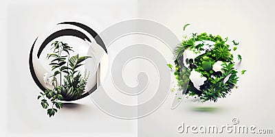 Earth planet day in eco style, icon for web designer Stock Photo