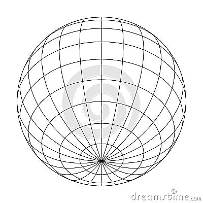Earth planet globe grid of meridians and parallels, or latitude and longitude. 3D vector illustration Vector Illustration