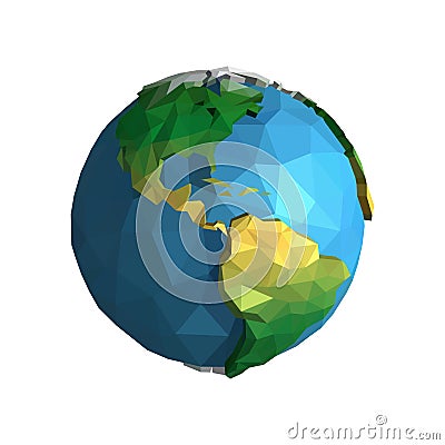 Earth polygon art image. 3d globe logo vector illustration Vector Illustration