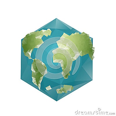 Earth Polygon. Planet geometric figure hexagon. Abstract universe. Vector Illustration