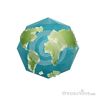 Earth Polygon. Planet geometric figure octagon. Abstract universe. Vector Illustration