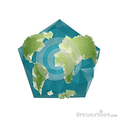 Earth Polygon. Planet geometric figure pentagon. Abstract universe. Vector Illustration