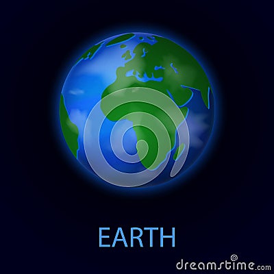 Earth. Realistic planet of the solar system Vector Illustration
