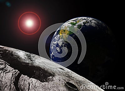 Earth Rising over the Moon original image of Earth from a public domain image from NASA Stock Photo