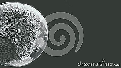 Earth rotating loop of rotating glowing dots stylised world globe with orbits with copy space old stylized Stock Photo