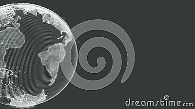 Earth rotating loop of rotating glowing dots stylised world globe with orbits with copy space old stylized Stock Photo