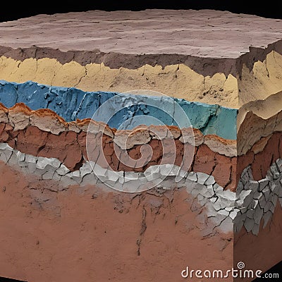 Earth's crust cross-section with mineral deposits Cartoon Illustration