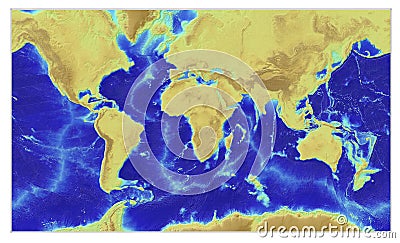 Earth's topography represented with real high quality data. Mercator projection. Stock Photo