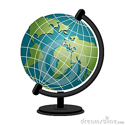 Earth school geography globe. Model of planet sphere. Astronomic Vector Illustration