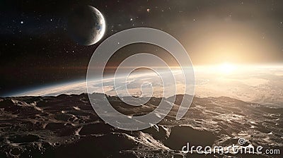 Earth Seen From the Moon Stock Photo