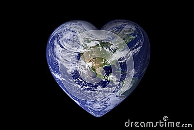 Earth in the shape of a heart, ecology and environment concept Stock Photo