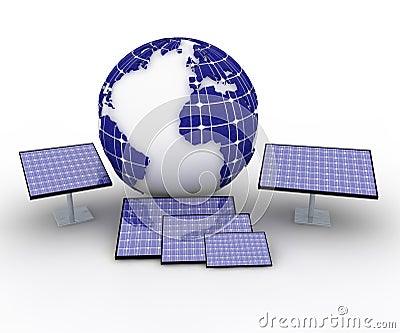 Earth and solar panels Stock Photo