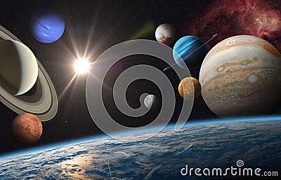 Earth and Solar system planets Stock Photo