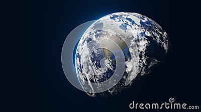 Earth from Space. High Resolution Planet Earth view. 3d realistic Illustration. Elements of this image are furnished by NASA Stock Photo