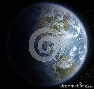 Earth from space with North, Central and South America Stock Photo
