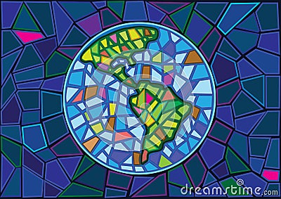 Earth Stained glass blur background Stock Photo