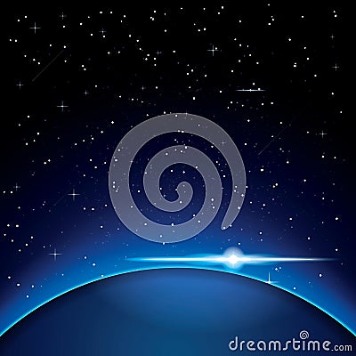 Earth with Stars. Space. Stock Photo