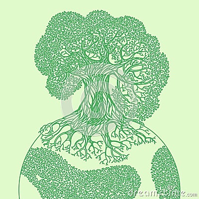 Earth tree ecology concept illustration. Vector Illustration