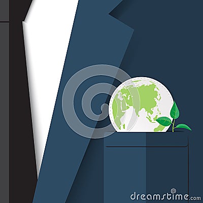 Earth vector in blue suit. Vector Illustration