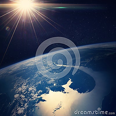 Earth view from space Elements of this image Stock Photo