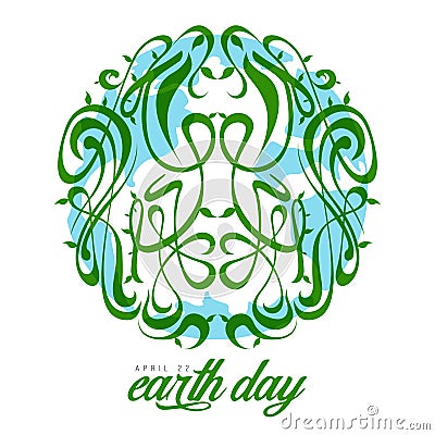 Earth with a vintage ornament Vector Illustration