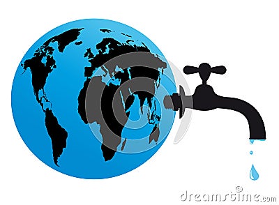 Earth water tap supply Vector Illustration