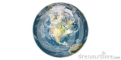 Earth world from space round white background Stock Photo