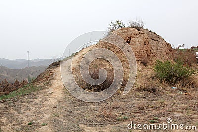 Earthen Great Wall ruins Stock Photo