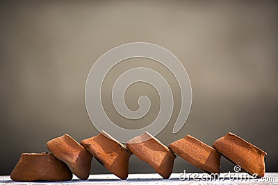 Earthen pots making a pattern Stock Photo