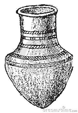 Earthen vessel with conical bottom, vintage engraving Vector Illustration