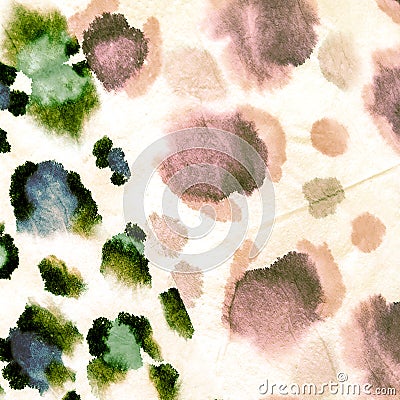 Earthly Colors Hand Painted Spots. Animal Print. Stock Photo