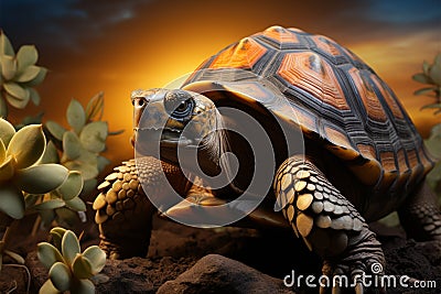 Earthly elegance a turtles detailed portrait against the natural ground Stock Photo