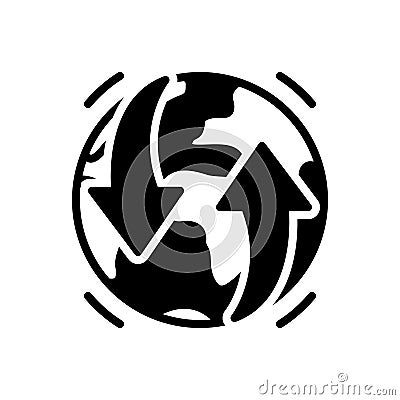 Black solid icon for Earthmoving, global and planet Vector Illustration