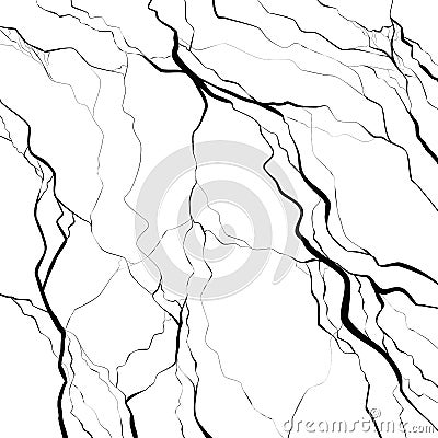 Earthquake. Black cracks on a white background. Natural disaster. Modern cataclysm. Vector square image Vector Illustration