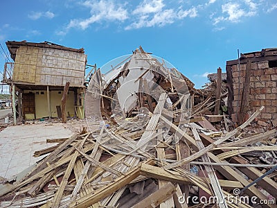 Earthquake Destroyed Buildings, Ecuador, South America Stock Photo