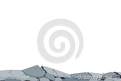 Earthquake destruction cracked the ground. Natural disasters. City panorama with damaged road. Urban ruined landscape Vector Illustration