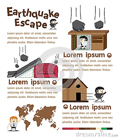 Earthquake escape infographics Vector Illustration