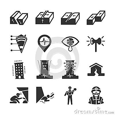 Earthquake and geology icons Vector Illustration