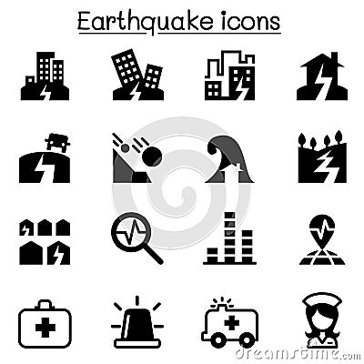 Earthquake icon set Vector Illustration